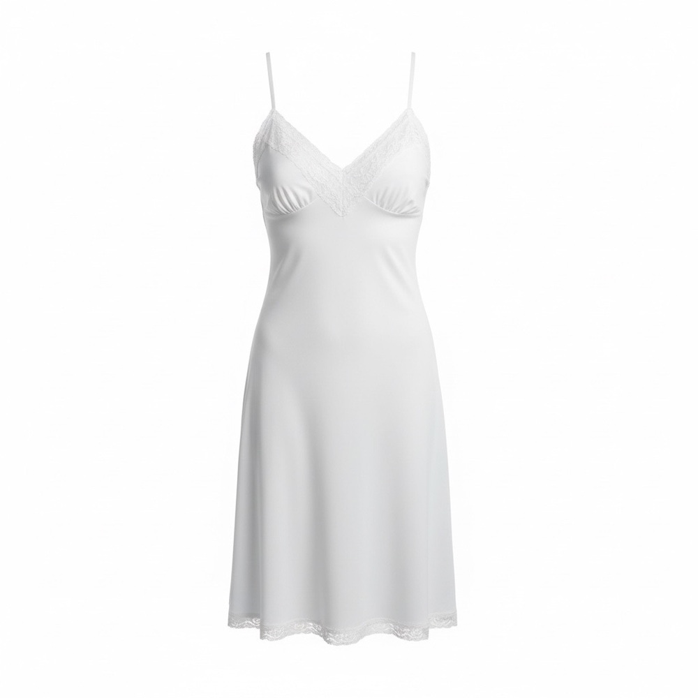 VTG LORRAINE Nylon Slip dress with lace trim
